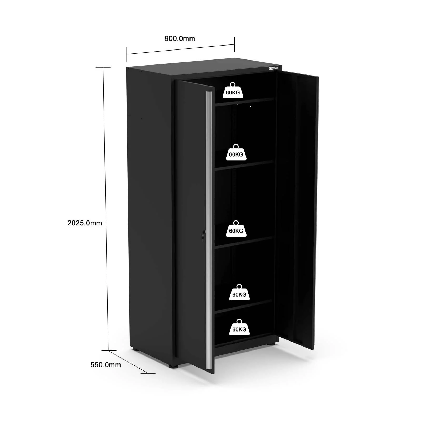 UltraTools 2450/4300mm x 550mm x 2025mm Black Classic Workshop Garage Storage Corner Cabinet Set - Image 26