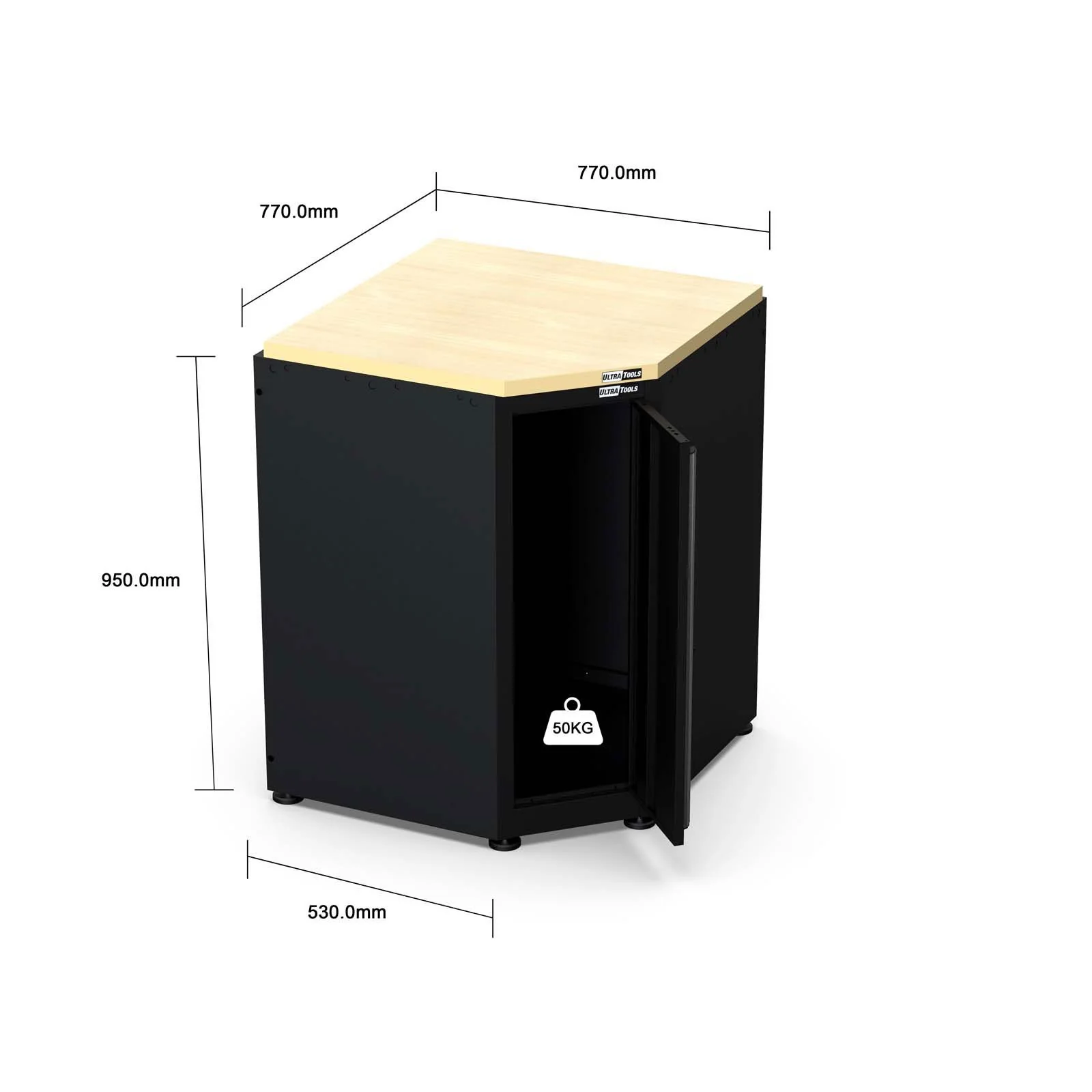 UltraTools 3200/3550mm x 550mm x 2025mm Black Classic Workshop Garage Storage Corner Cabinet Set - Image 29
