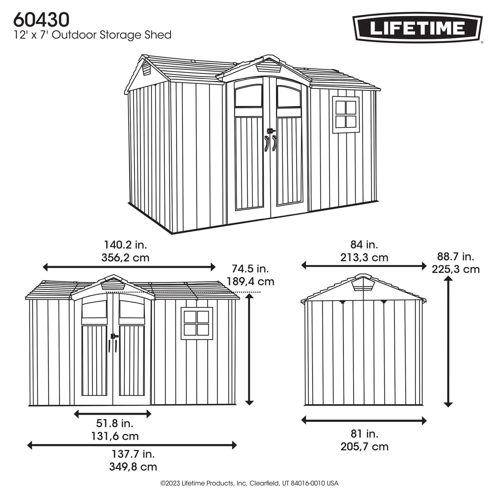 LIFETIME 12’x7′ GARDEN SHED 3.5mx2.1m - Image 2